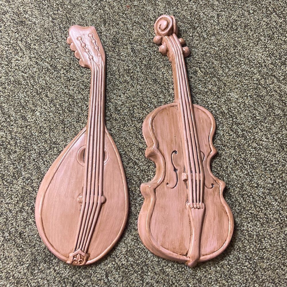 Vintage Royal Of Tow Musical Wall Decor Cast Aluminum Violin 🎻 And Mandolin